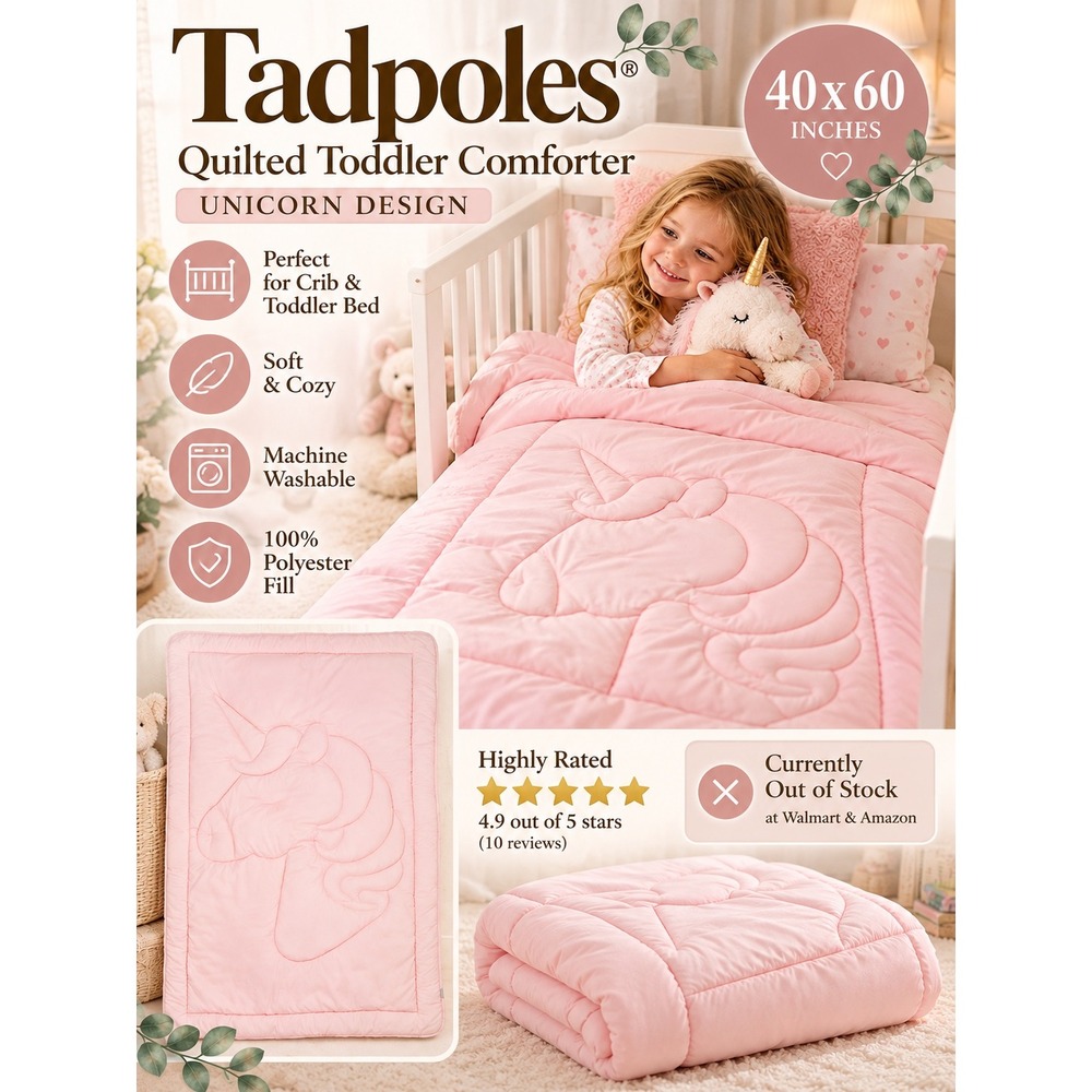 Pink Toddler Comforter 40x60 Cozy Unicorn Quilted Crib Bedding Nursery New